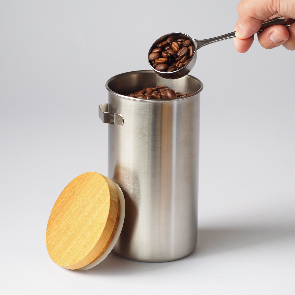 Stainless coffee canister L measuring spoon set